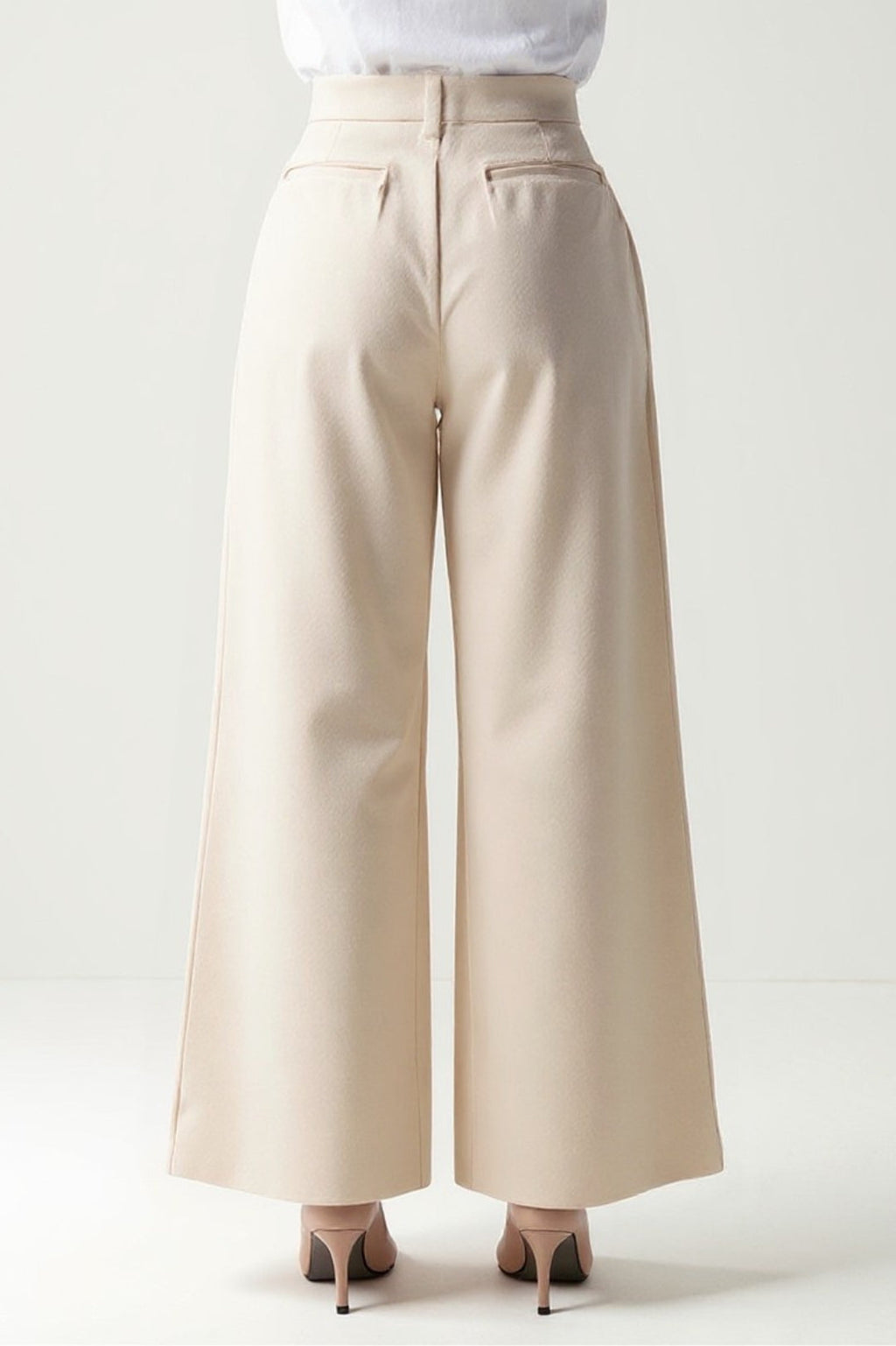 Miano® | Pantalon Palazzo Crème | Taille Haute | Plis Avant