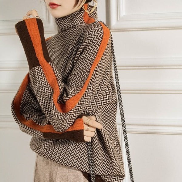 Miano® |  Pull à col roulé avec rayures contrastées