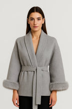 Miano® | Elegant dress with ceinture and poignets in fourth place | Available in gray and ivory