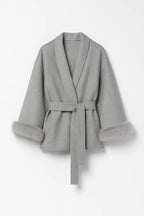 Miano® | Elegant dress with ceinture and poignets in fourth place | Available in gray and ivory