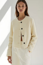 Miano® | Court dress in plain bouclée with contrasting boutons